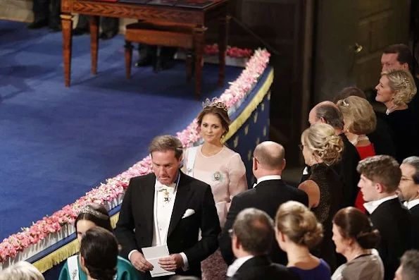Queen Silvia, Crown Princess Victoria, Prince Daniel, Prince Carl Philip, Princess Sofia, Princess Madeleine and Christopher O'Neill attended 2016 Nobel award ceremony at Stockholm Concert Hall