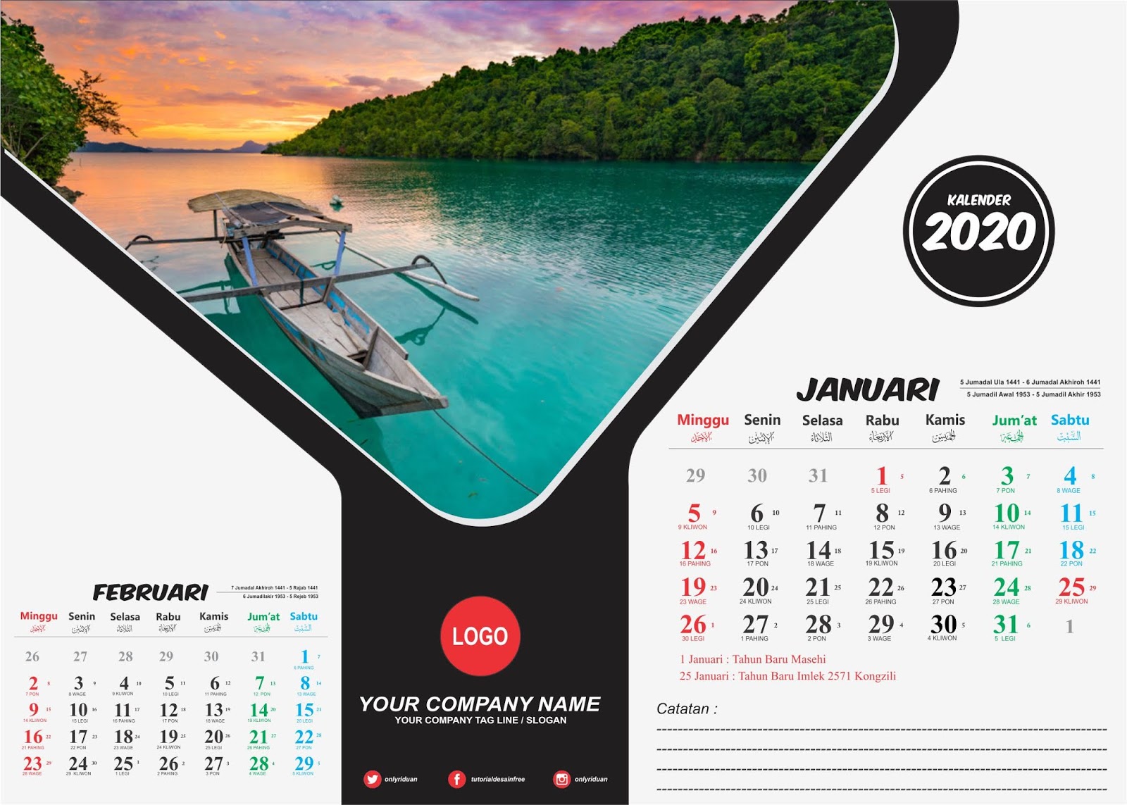  Desain  Kalender  Duduk  2021 dengan CorelDraw TUTORiduan com