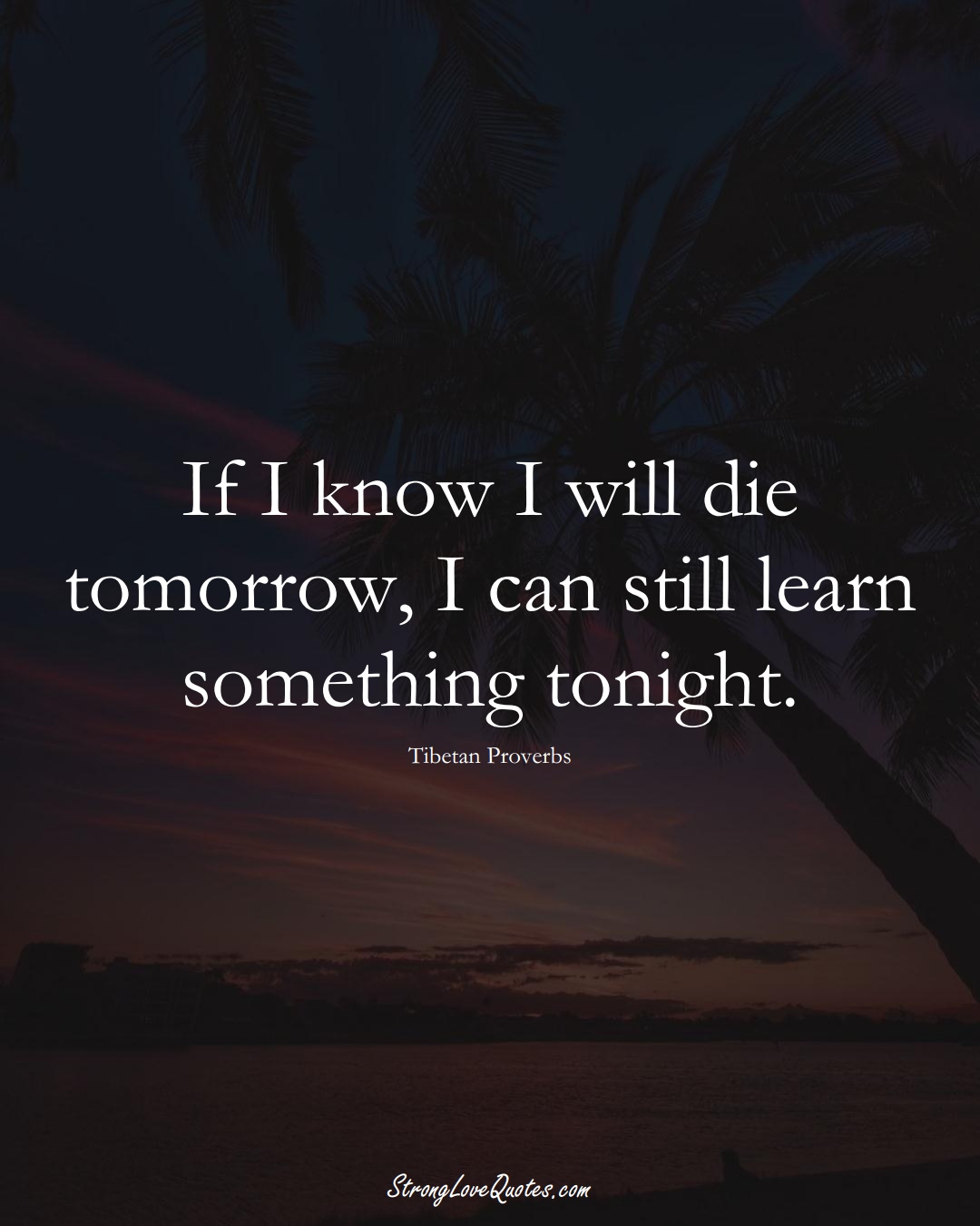 If I know I will die tomorrow, I can still learn something tonight. (Tibetan Sayings);  #aVarietyofCulturesSayings