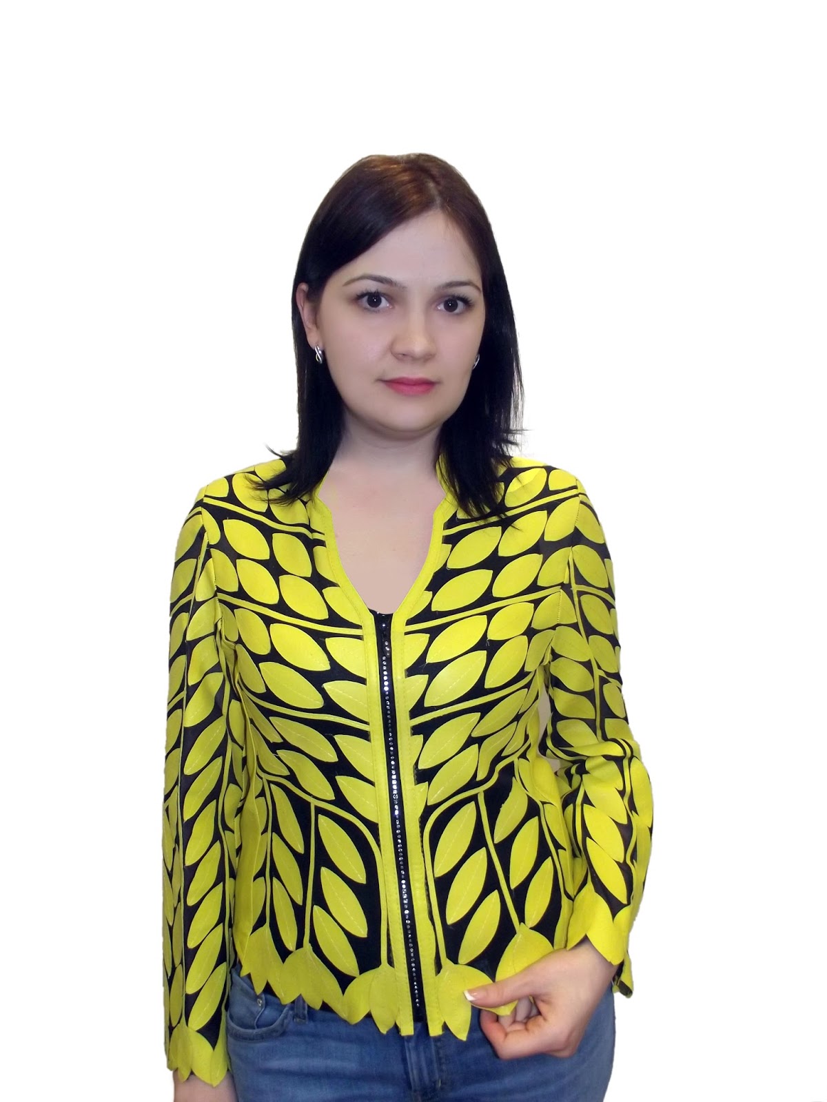 ERIN LEATHER VNECKPIECE LEATHER JACKET