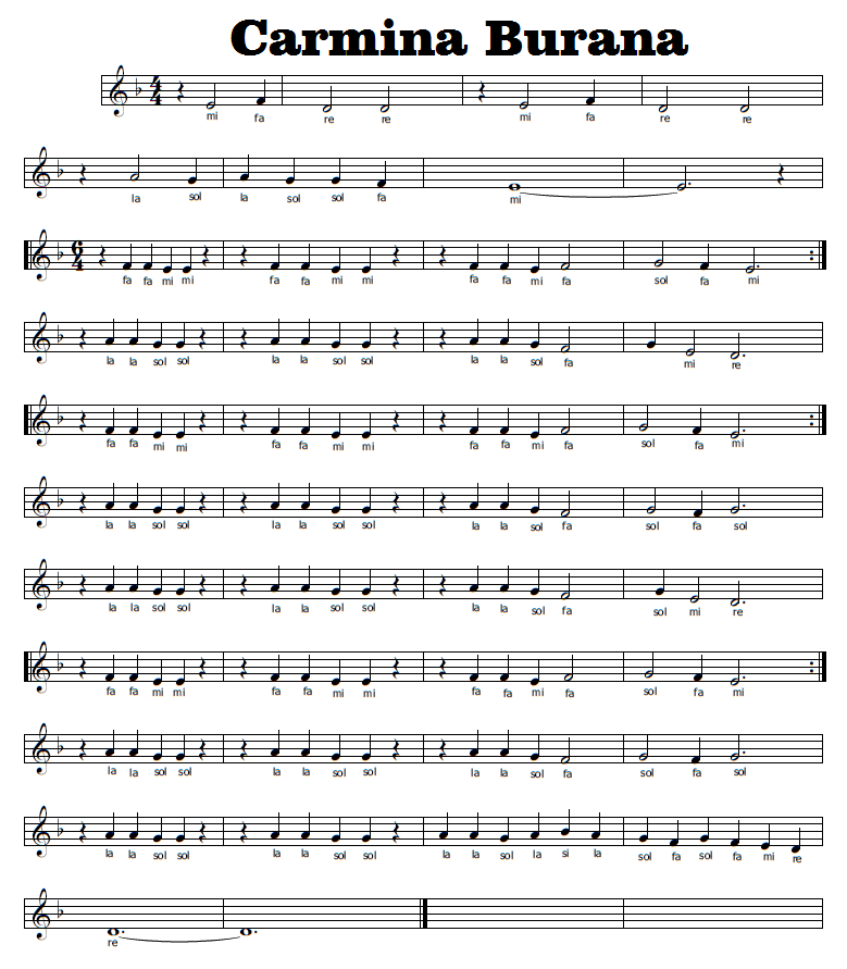 Musica e spartiti gratis per flauto dolce Carmina Burana O Fortuna Musica e spartiti gratis per flauto dolce Carmina Burana O Fortuna