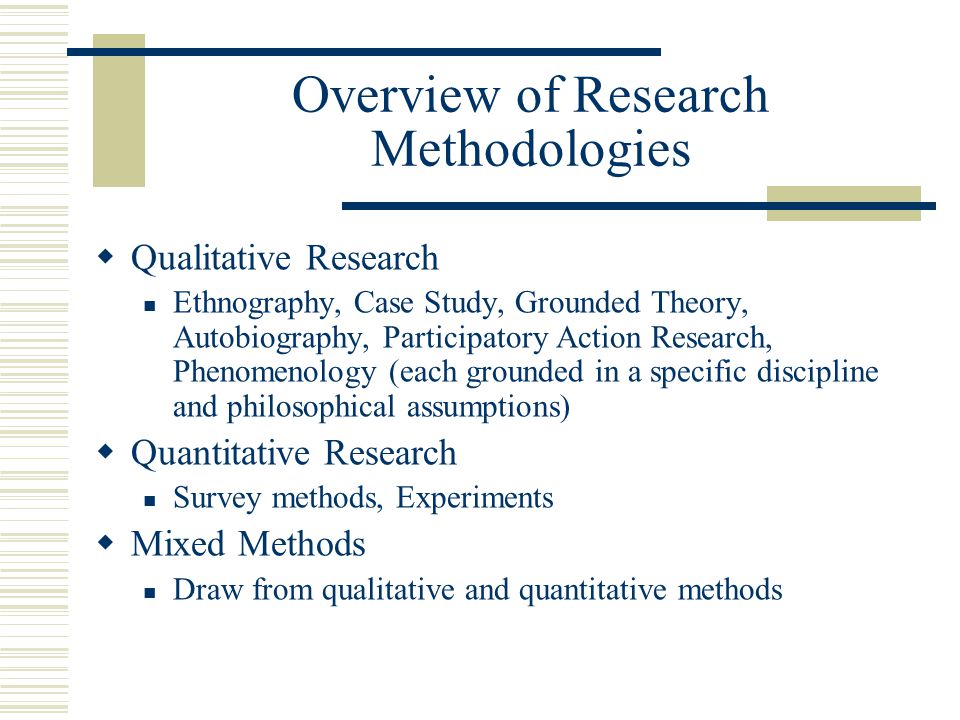 Look Up Aim High: Research Methodology in the Field of Special ...