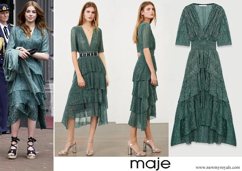 Princess Alexia wore Maje stretch lurex fabric dress