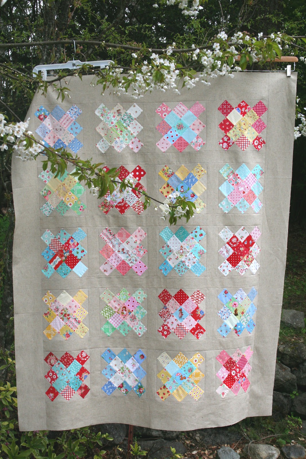 lovely little handmades granny squares quilt top!