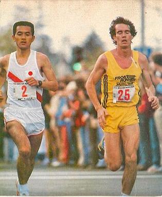 １９８１年の「ボストン」マラソン: <br> 瀬古(１位) とヴァージン(２位) との一騎打ち