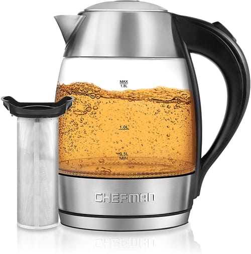 Review Chefman Electric Glass Kettle Fast Boiling W/LED Lights