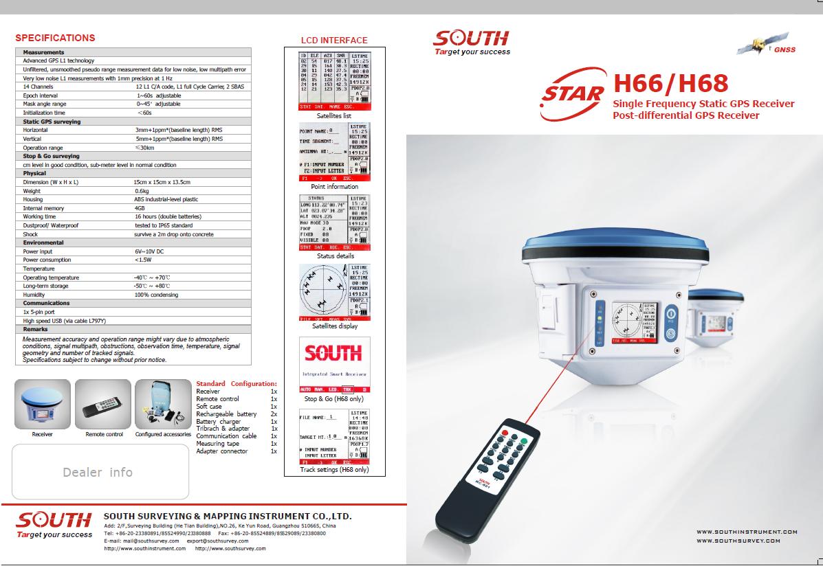 GeoTop Surveying & Services H66/H68 Single Frequency Static GPS