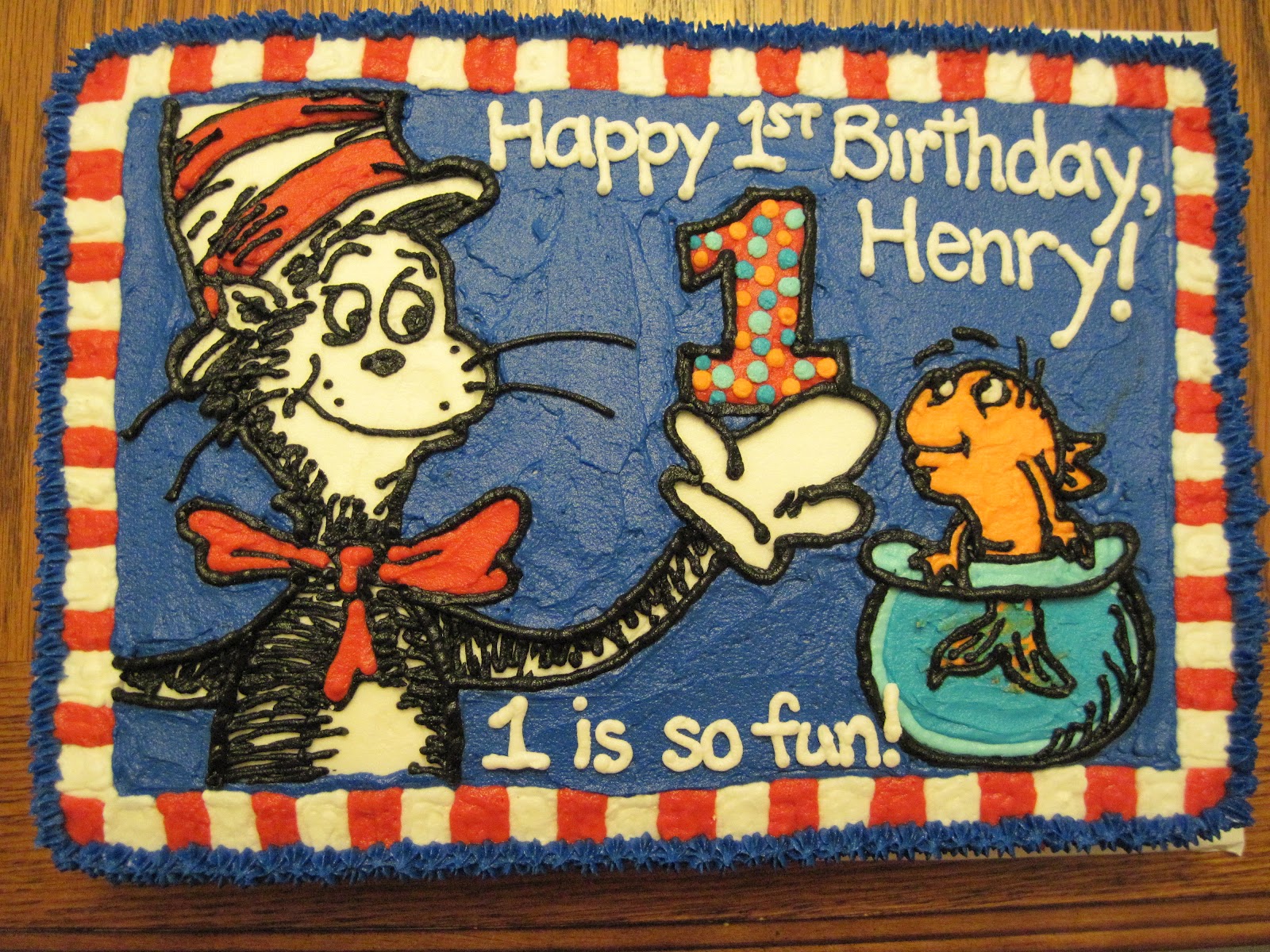 Erin's Custom Cakes: Cat In The Hat 1st Birthday