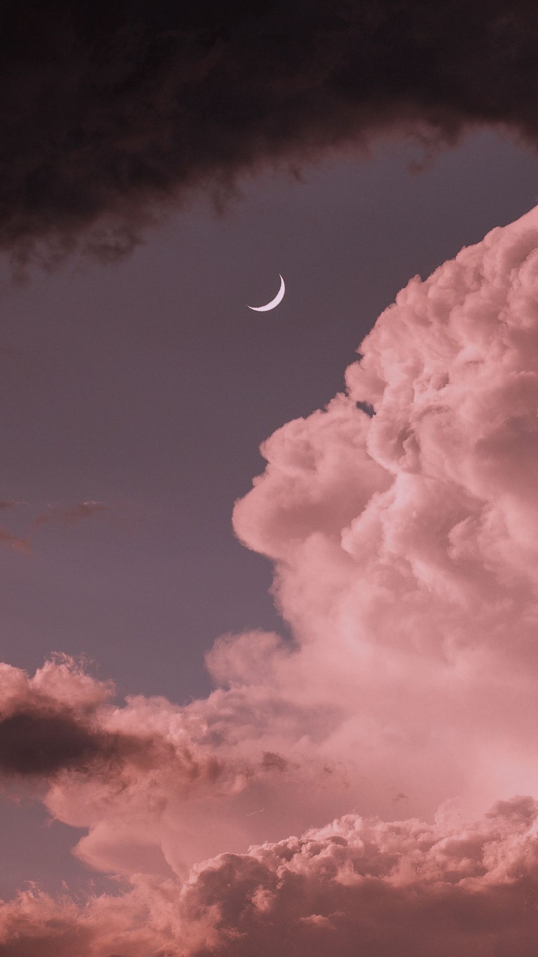 Pink, Sky, Clouds, Moon, Sunset Free Wallpapers for Apple iPhone And