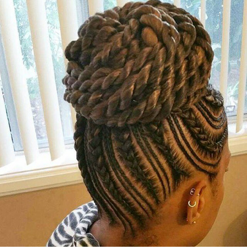 Ghana Braids Styled In To Ponytail Braided Updo With Photos