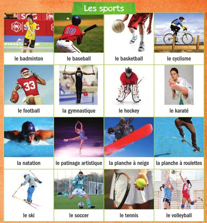 Les Sports- 80 mots de vocabulaire et 27 feuilles d'exercice.