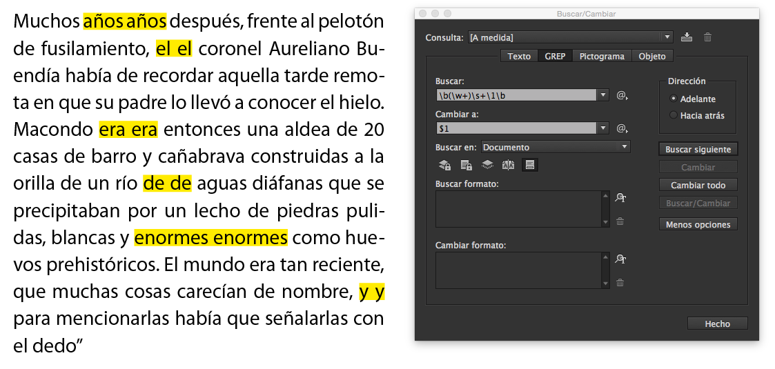 Buscar y cambiar palabras repetidas en InDesign profeivan