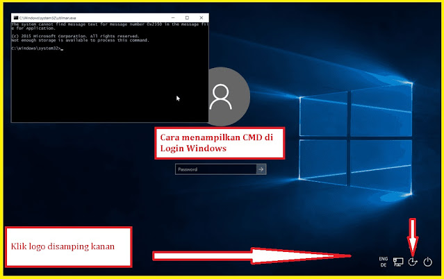 Open cmd windows log on screen
