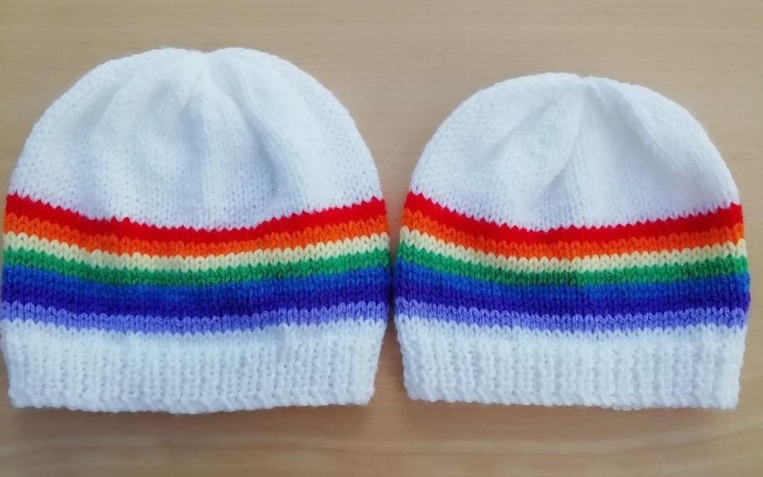 Sammy B's knitting patterns Rainbow hat