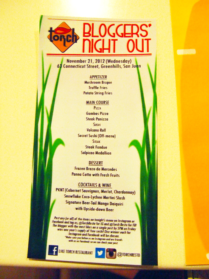 Food Trip TORCH Restaurant, Greenhills Drowning Equilibriums Aisa