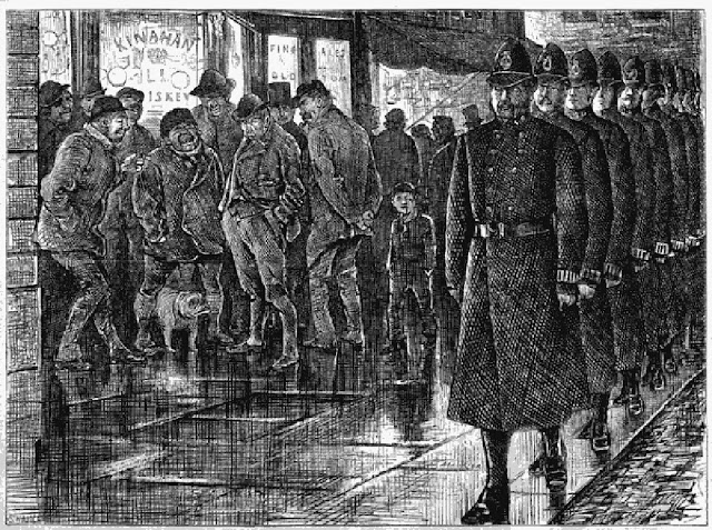 Развод полицейских на дежурство "Панч", 1877