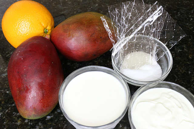 Ingredientes para postre de mango y yogur