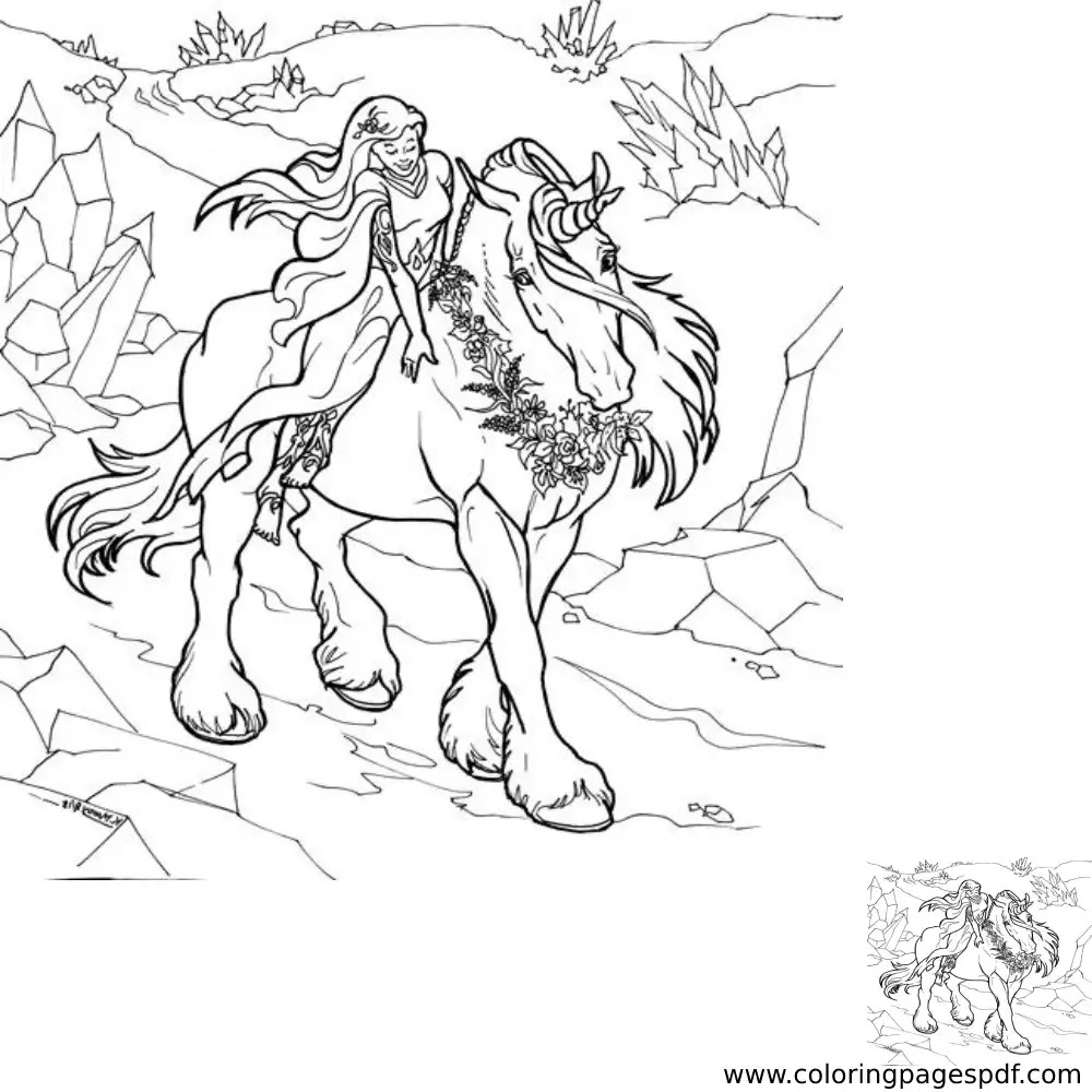Coloring Page Of A Unicorn Loving His Owner