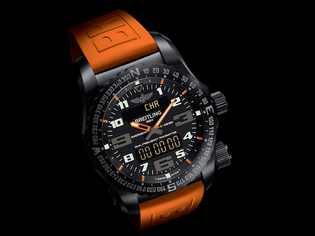 BREITLING NIGHT MISSION naranja frontal debajo del reloj blog