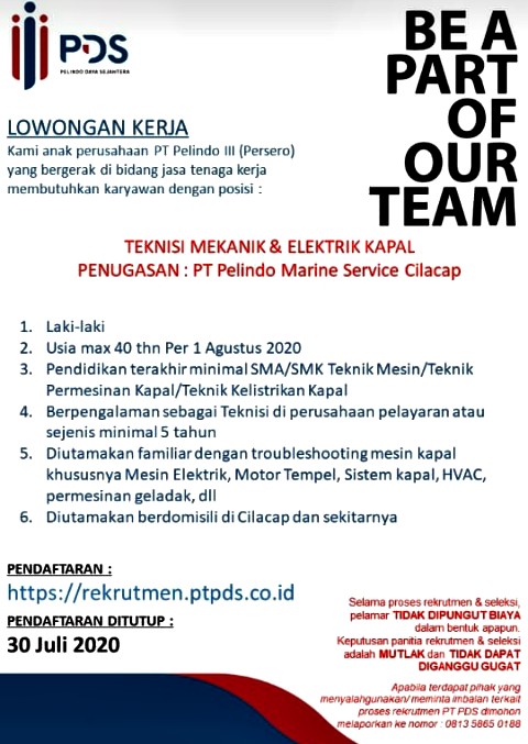 Job Pelaut Akhir Bulan Juli 2020