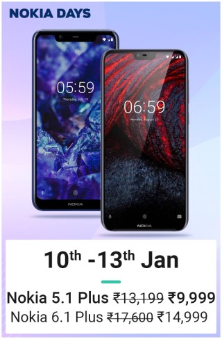Nokia Days sale get a discount For buying Nokia 5.1 Plus and Nokia 6.1 Plus.