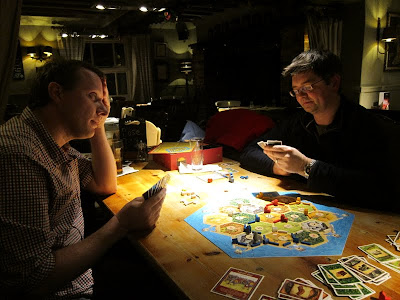 Settlers of Catan - Martin trying to negotiate with Robin