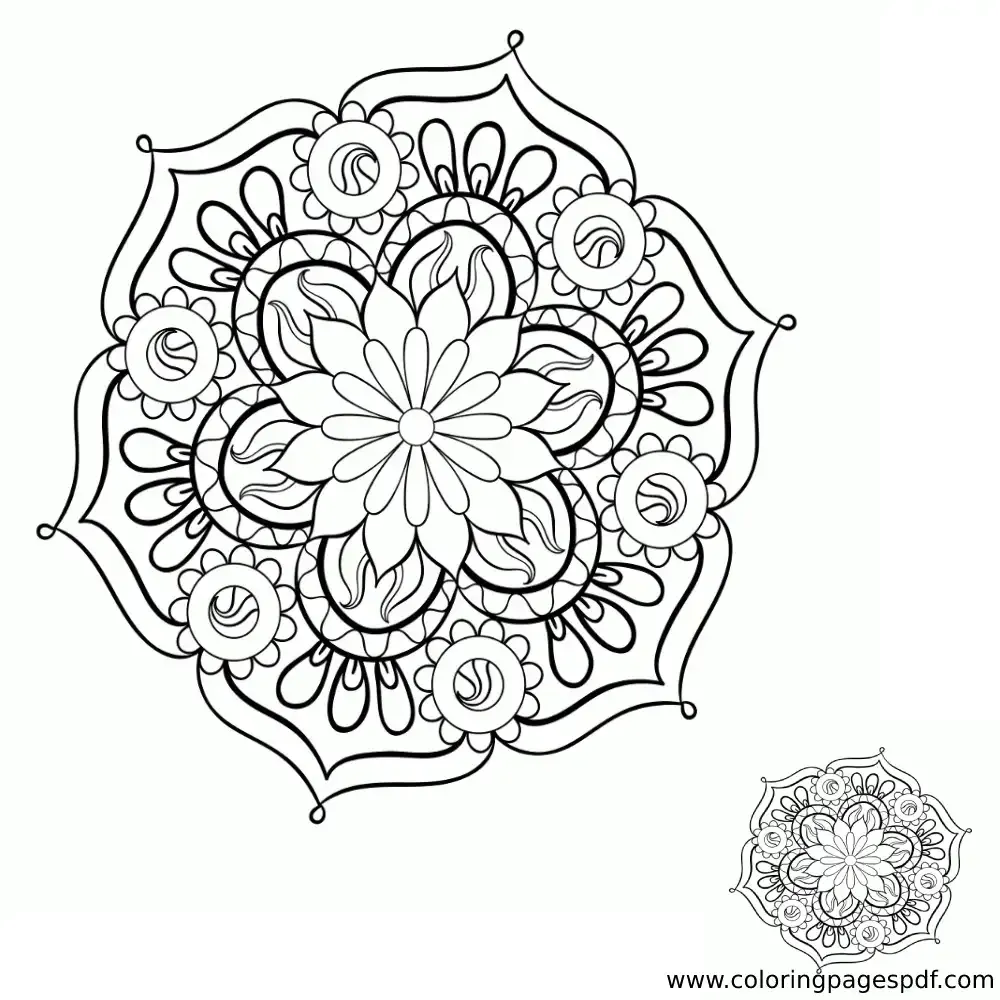 Coloring Page Of A Beautiful Design Of A Flower