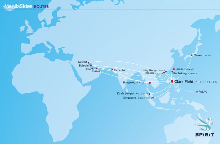 routes map: Spirit of Manila Airlines routes map
