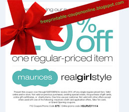 Free Printable Maurices Coupons