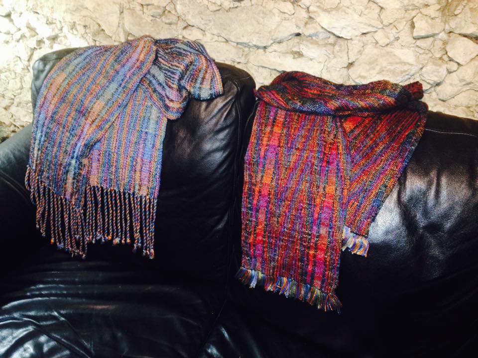 Warped by Design: Multi colour double weave Echo Irridescence scarves ...