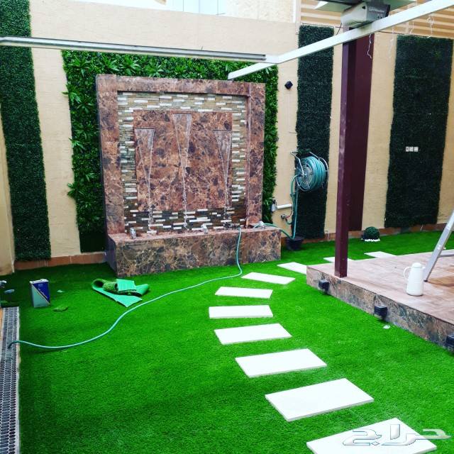 شركة تنسيق حدائق الرياض تنسيق حوش المنزل بالرياض تركيب عشب صناعي