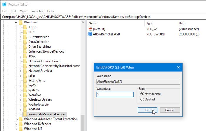 Как разрешить прямой доступ к съемному хранилищу в удаленных сеансах в Windows 10