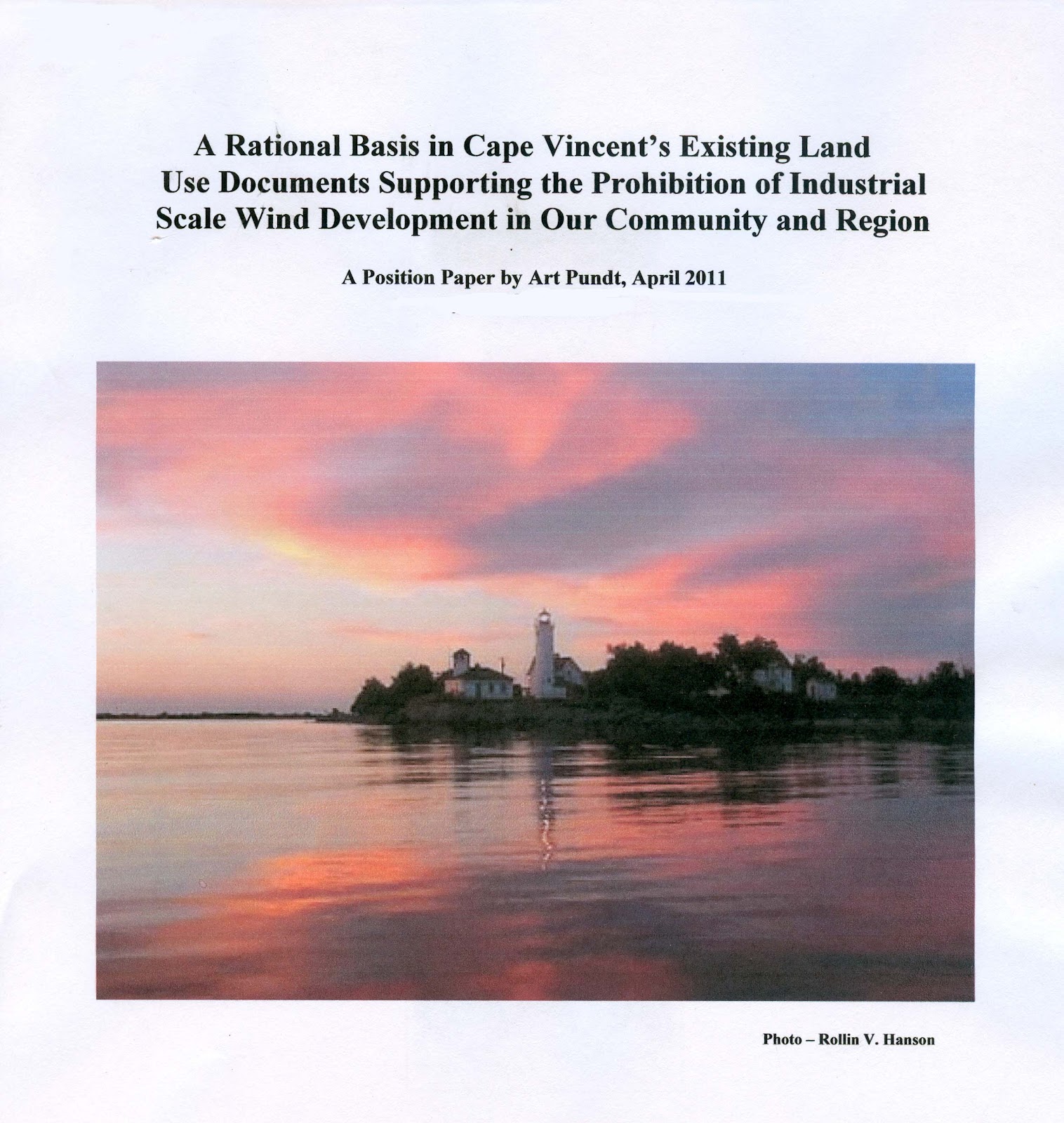 Cape Vincent Citizens Against Turbines The Input the Cape Vincent