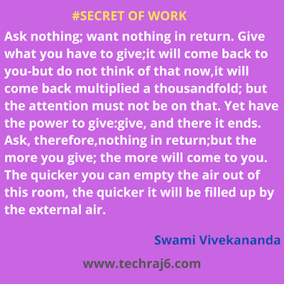 secret of work quotes by Swami Vivekananda