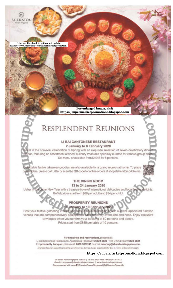 Sheraton Towers Singapore CNY Dining Deals 05 January 2020