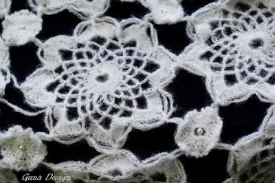 White crochet lace scarf guna design guna andersone close