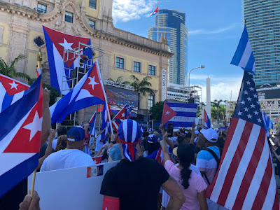 Protest at Miami’s Freedom Tower. Photo: Vanessa Garcia