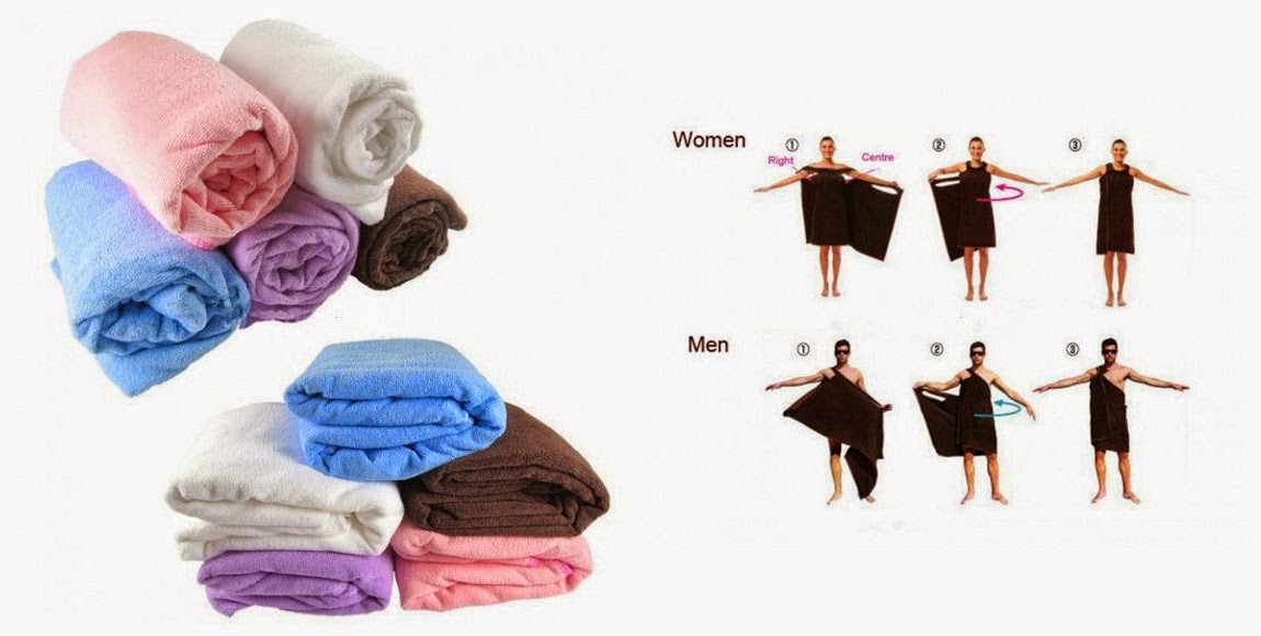 happyeveryday Unisex Microfiber Wearable Towel Bathrobe Spa Fast Dry Washclothing Wrap Towel