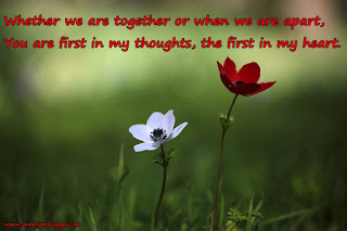 Whether we are together or when we are apart, You are first in my thoughts, the first in my heart.