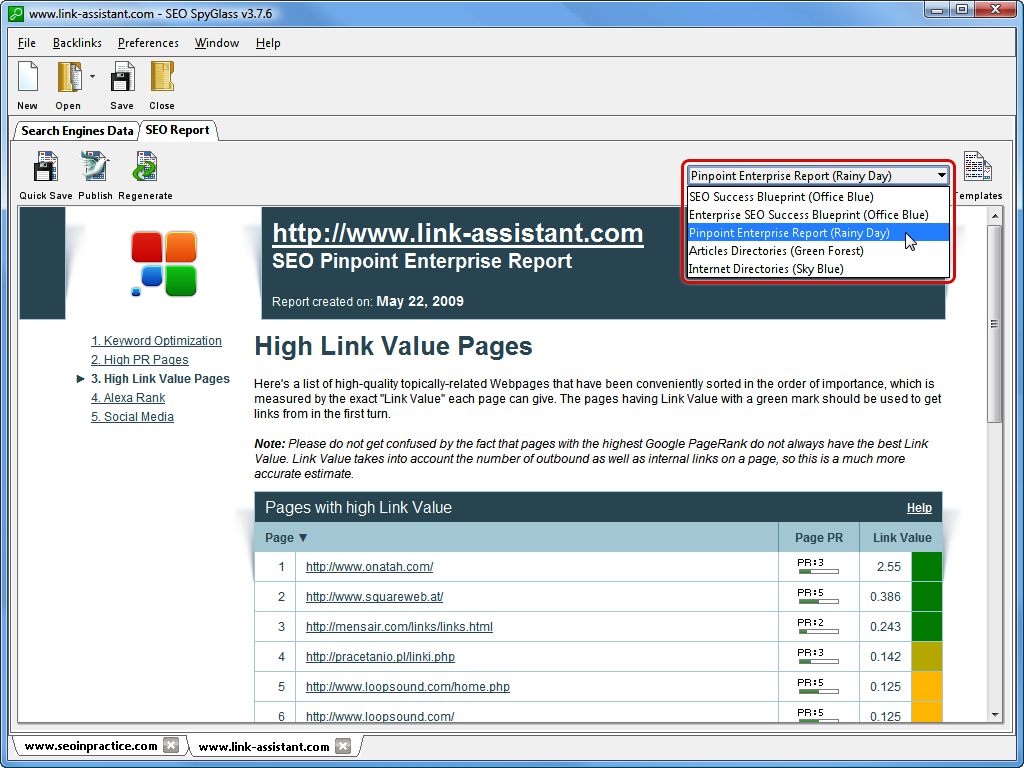 ссылочный профиль сайта. Value links.