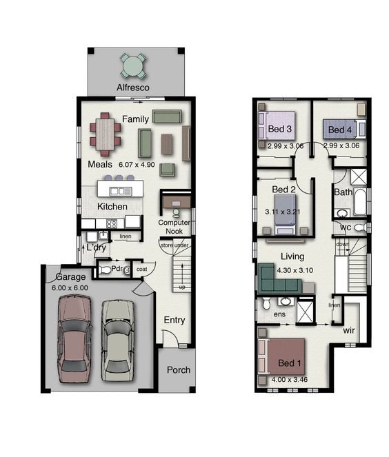 Duplex Small House Floor Plans With 3 or 4 Bedrooms ...