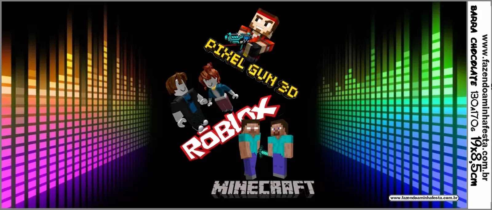 Pixel Gum 3d Roblox Y Minecraft Etiquetas Para Candy Bar - personalizados roblox para imprimir