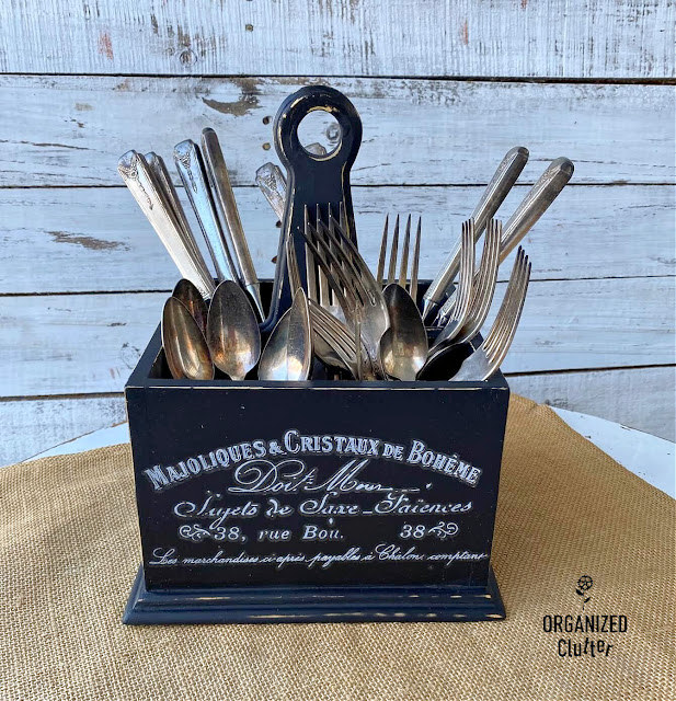 A Goodwill Mikasa Wooden Silverware Caddy Receives A Makeover With