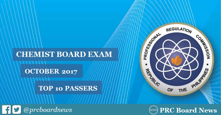 RESULTS: October 2017 Chemist board exam top 10 passers