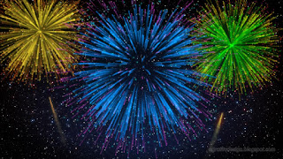 Festive Colorful Fireworks Explosion Against Dark Starry Sky