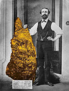 Pria ini menemukan emas nugget berukuran 286 kg di Australia dan merupakan rekor terbesar penemuan emas di dunia pada tahun 1872