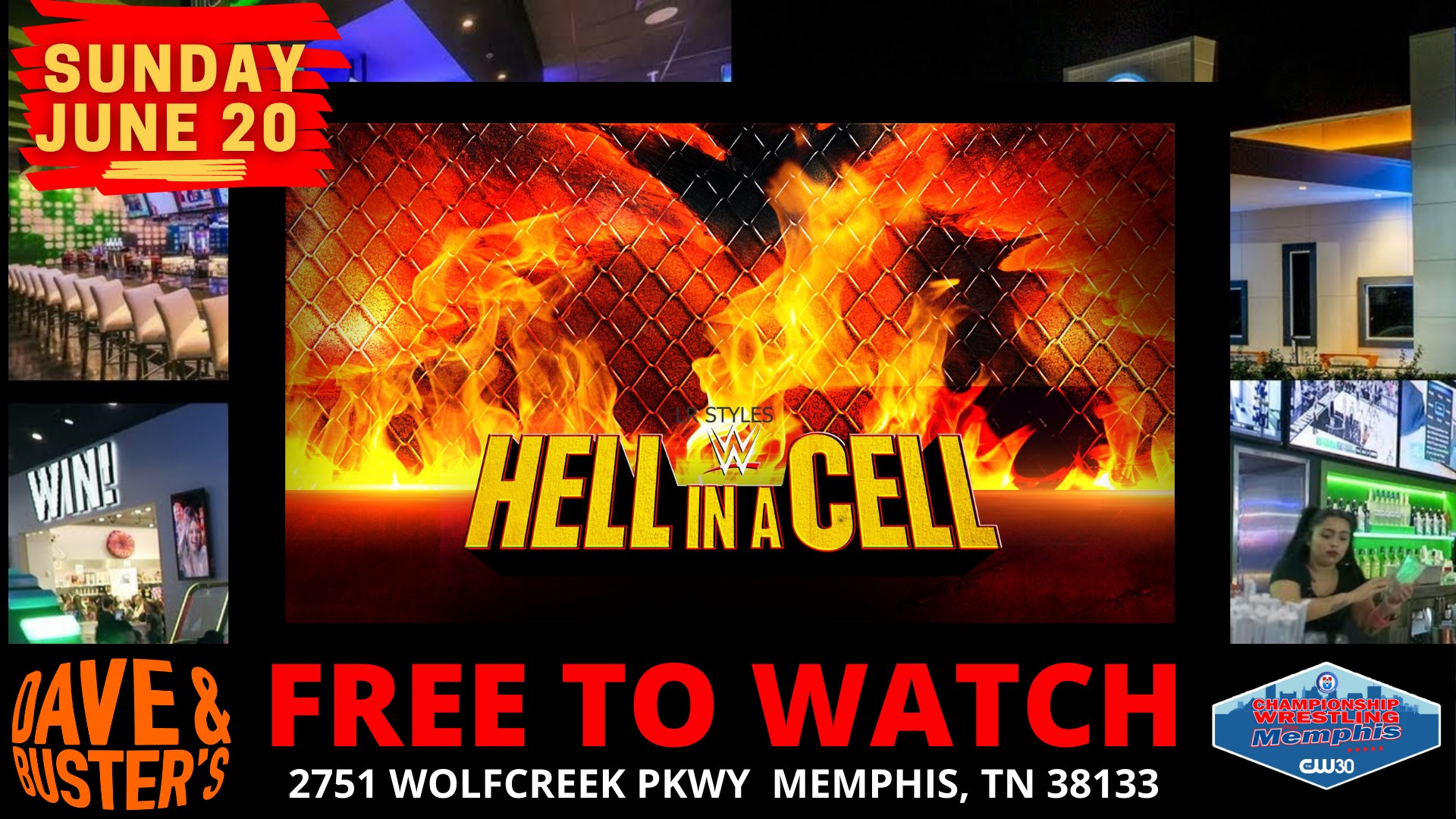 Wrestling News Center WWE Hell in a Cell Watch Party Sunday, June 20th at Dave and Busters Memphis, TN