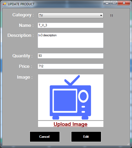 vb.net inventory system - update selected product