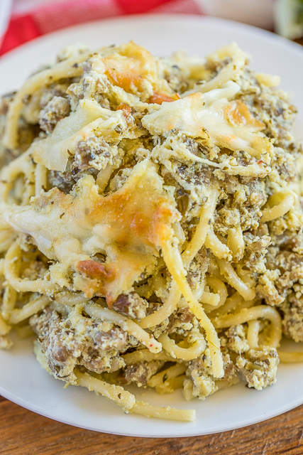 Cheesy Sausage Pesto Pasta Bake - only 6 ingredients! Sausage, spaghetti, pesto, ricotta, mozzarella and parmesan - SO good! Great make ahead pasta casserole recipe - can freeze too! There are never any leftovers. Such a quick and easy casserole recipe!! #pasta #casserole Cheesy Sausage Pesto Pasta Bake - only 6 ingredients! Sausage, spaghetti, pesto, ricotta, mozzarella and parmesan - SO good! Great make ahead pasta casserole recipe - can freeze too! There are never any leftovers. Such a quick and easy casserole recipe!! #pasta #casserole
