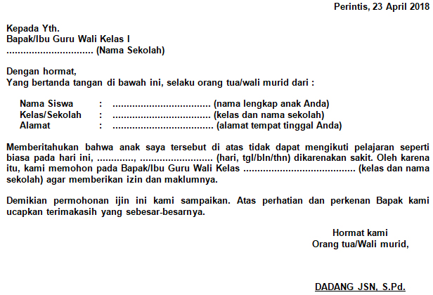 Contoh Surat Izin Sakit Sekolah SMP (via: semuacontoh.com) Contoh Surat Izin Sakit Sekolah SMP (via: semuacontoh.com)